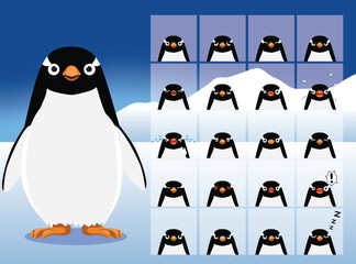 Gentoo Penguin Cartoon Emotion faces Vector Illustration