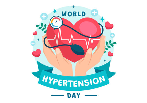 World Hypertension Day Vector Illustration on May 17th with High Blood Pressure, Tensimeter and Red Love Image in Healthcare Flat Background