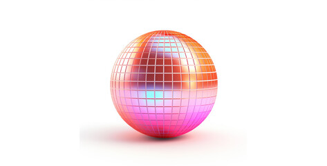 Colorful disco ball on a white background. 3d illustration.3D rendering of a pink disco ball isolated on white background.