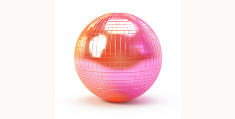 Colorful disco ball on a white background. 3d illustration.3D rendering of a pink disco ball isolated on white background.