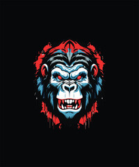 lion head mascot  graphic-t-shirt-design-style-halloween-gorilla-head-with-red-eyes-multicolor-drawing-t-shirt-design (1)