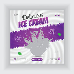 Delicious ice cream social media post design web banner template