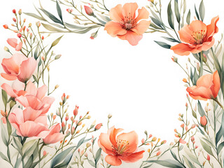 Obraz premium wax-flowers-arranged-in-a-delicate-floral-frame-minimalist-watercolor-illustration-trending