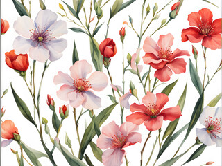 Fototapeta premium wax-flowers-arranged-in-a-delicate-floral-frame-minimalist-watercolor-illustration-trending