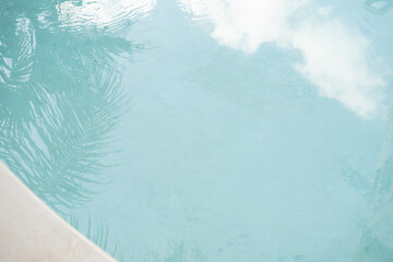 Pool Water Reflection Palm Tree Aesthetic, Tropical Vacation Vibe in the Tropics on an Island. Aesthetic Vibes  Background Summer Wallpaper.