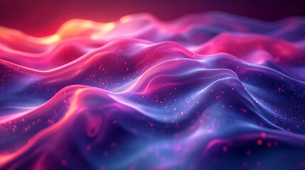 Flowing neon wave with a glossy, iridescent finish in 3D. Vivid, abstract background enhancing fluid motion. HD realism.