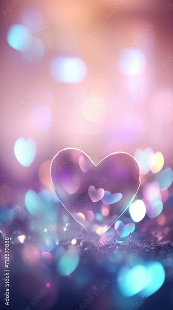 Poster heart shaped light background with bokeh effect. generative ai.