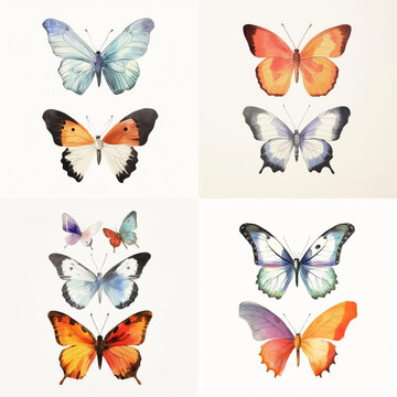 Set of butterfly watercolor