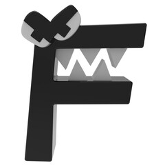 Alphabet Lore F 3D , 3d graphic of a symbol