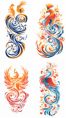 Set of phoenix logo design