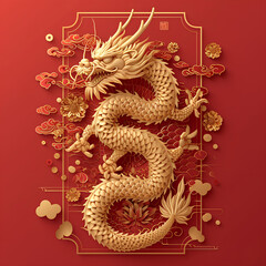 Fototapeta premium chinese new year golden dragon, lunar of the year