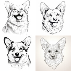 Set of Corgi dog vector