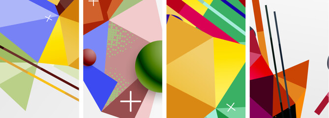 Geometric elements in abstract poster composition set. Vector illustration For Wallpaper, Banner, Background, Card, Book Illustration, landing page