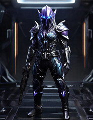 Naklejka premium full body a high elf sci soldier Generative AI photo
