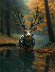minimal cinematic a deer among Generative AI photo