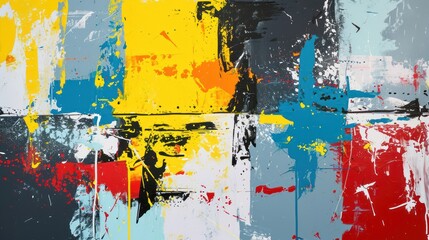 abstract grunge background with blue, red, yellow and black colors