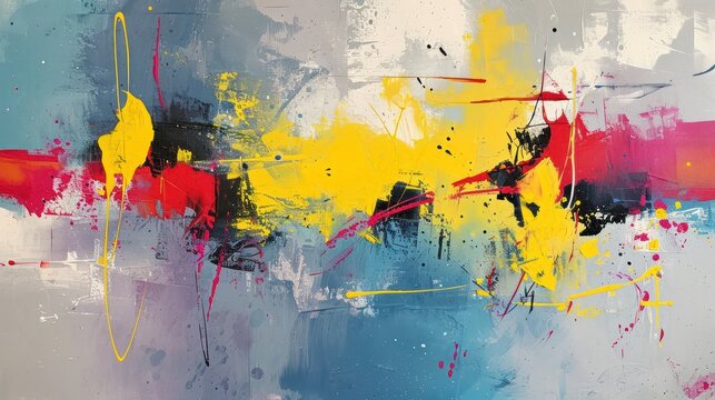 abstract grunge background with colorful strokes and splashes of paint