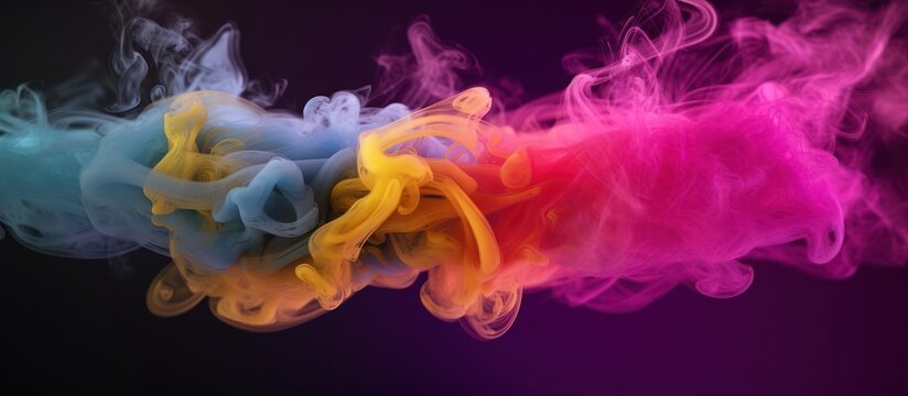 movement of colorful vape smoke on a black background