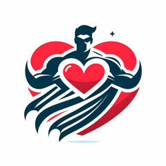 vector abstract Superhero with love logo isolated on white background