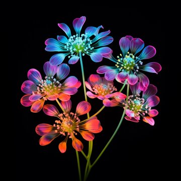 Generative AI Coriander Flower neon Color illustration photo