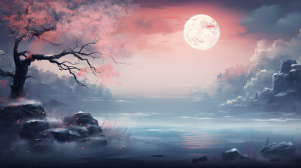 landscape with moon