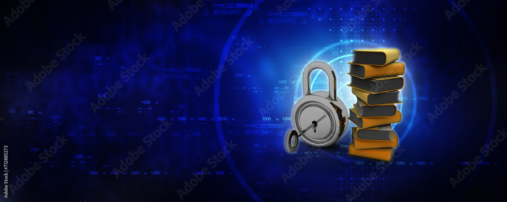Poster 3d rendering folder protected lock