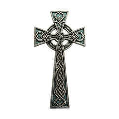 An intricately designed Celtic cross isolated on a transparant background