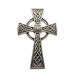 An intricately designed Celtic cross isolated on a transparant background