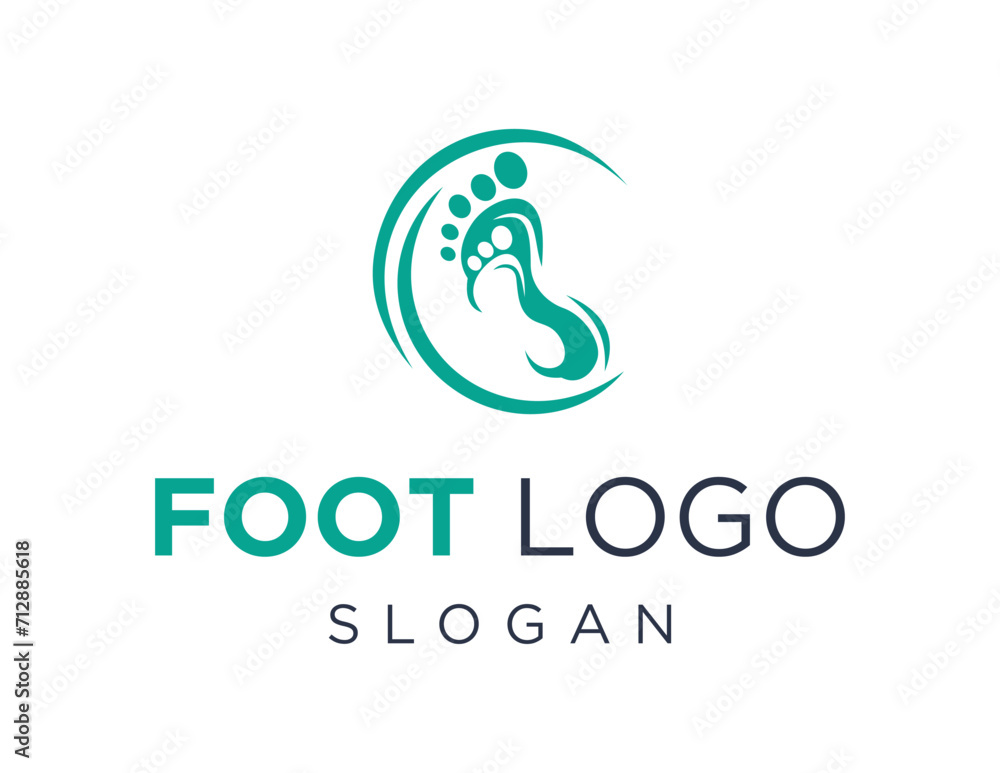 Poster the logo design is about foot and was created using the corel draw 2018 application with a white bac