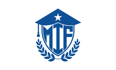 MIF three letter iconic academic logo design vector template. monogram, abstract, school, college, university, graduation cap symbol logo, shield, model, institute, educational, coaching canter, tech