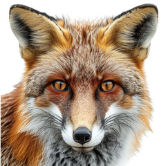 Fototapeta premium Fox Face Shot Isolated on Transparent or White Background, PNG