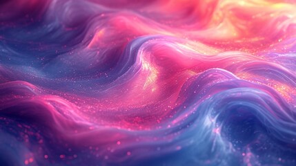 Neon wave, dynamic and fluid in 3D. Iridescent colors on a vibrant, holographic abstract backdrop. High-definition realism.