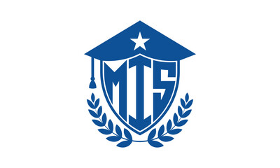 MIS three letter iconic academic logo design vector template. monogram, abstract, school, college, university, graduation cap symbol logo, shield, model, institute, educational, coaching canter, tech
