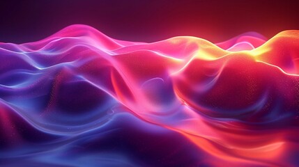 Obraz premium Neon wave, fluid and glossy in 3D. Holographic, iridescent effect against a rich, colorful background. Realistic HD camera effect.