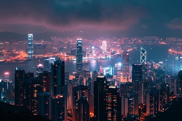 A breathtaking view of a famous cityscape at night