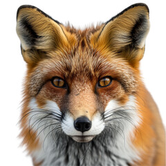 Fototapeta premium Fox Face Close-Up Isolated on Transparent or White Background, PNG