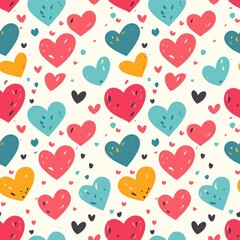 Cute valentine seamless pattern. Generative AI.