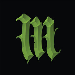 Letter in the Gothic style. Vector. Alphabet. Calligraphy and lettering. Medieval Latin letter. Logo for the company. Monogram. Elegant font for tattoo.