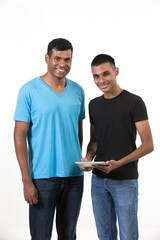 Two happy Indian male friends.