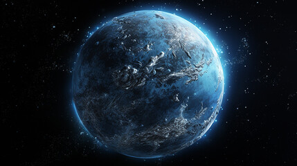 frozen planet in space isolated on black background abstract object 3D rendering illustration