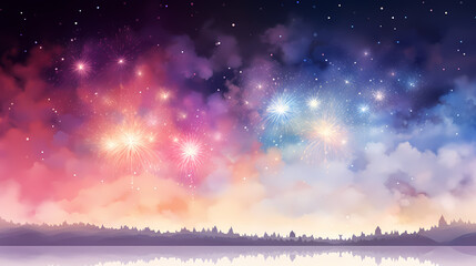 Beautiful fireworks background at night for holiday decoration