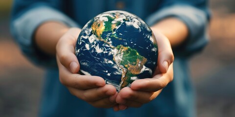 Hands holding an Earth globe