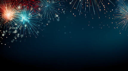 Fototapeta premium Beautiful fireworks background at night for holiday decoration