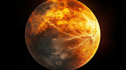 solar system planet mercury on black background