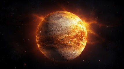 solar system planet mercury with light