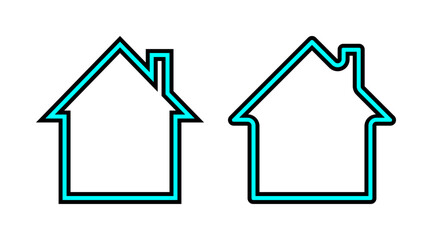 Black and blue home line icon set vector. Building outline icons illustration isolated on white background.