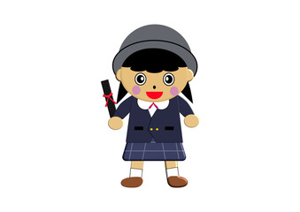 卒園式　かわいい女の子の園児のイラスト