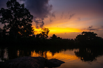 sunset over the lake landscape photo