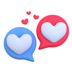 3d illustration love conversation object. 3D creative Valentine design icon. 3D Rendering