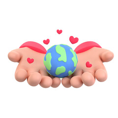 3d illustration love earth object. 3D creative Valentine design icon. 3D Rendering